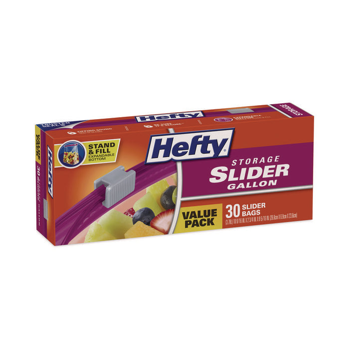Slider Stand and Fill Food Storage Bags, Gallon, 10.56" x 11", Clear, 30 Bags/Box, 9 Boxes/Carton