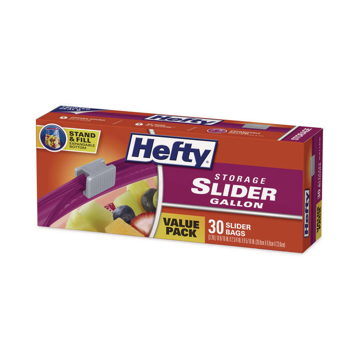 Slider Stand and Fill Food Storage Bags, Gallon, 10.56" x 11", Clear, 30 Bags/Box, 9 Boxes/Carton