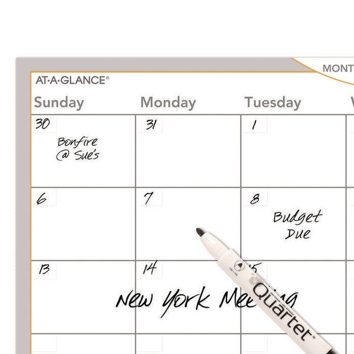 WallMates Self-Adhesive Dry Erase Monthly Planning Surfaces, 18 x 12, White/Gray/Orange Sheets, Undated