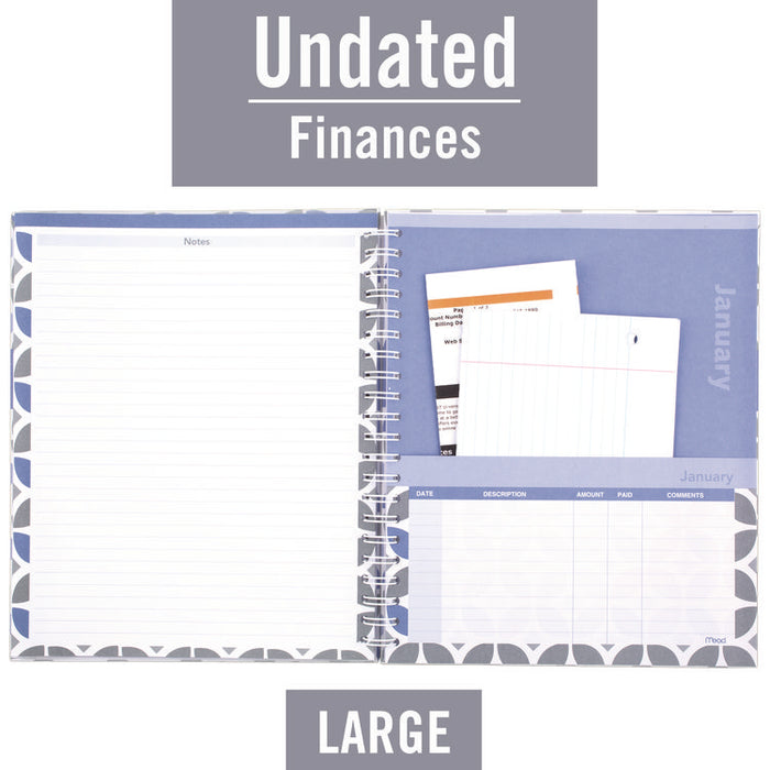 Monthly Home Finance Organizer, 5 Column Format, Black/Green/White Cover, 11 x 9 Sheets, 30 Sheets/Book