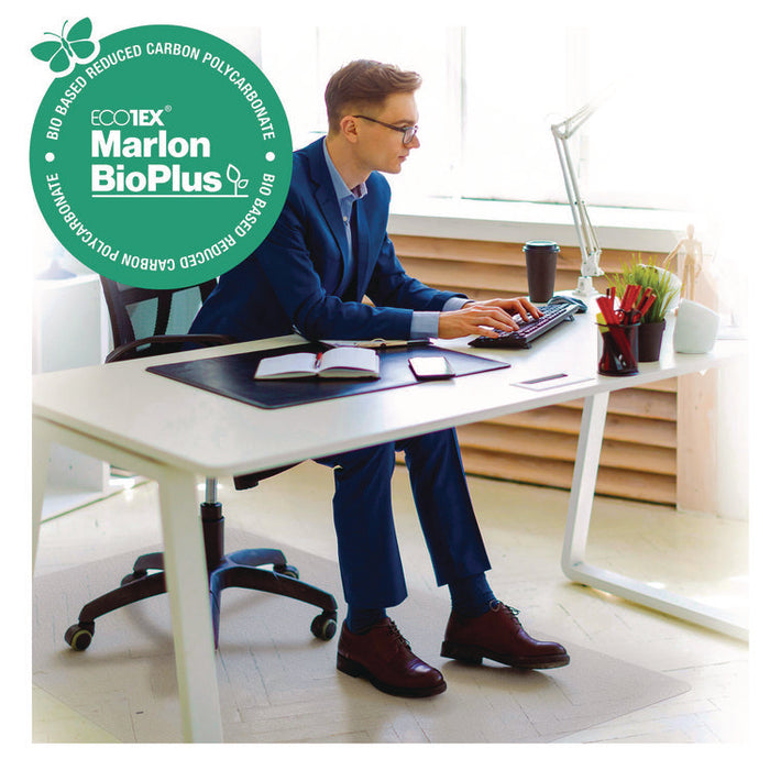 Ecotex Marlon BioPlus Rectangular Polycarbonate Chair Mat for Hard Floors, Rectangular, 45" x 53", Clear