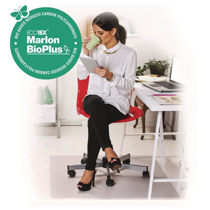 Ecotex Marlon BioPlus Rectangular Polycarbonate Chair Mat for Hard Floors, Rectangular, 45" x 53", Clear