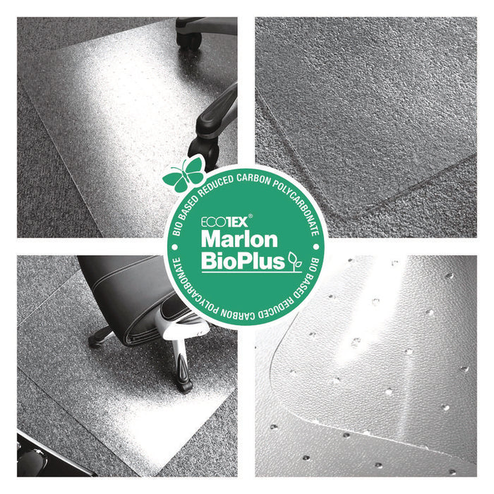 Ecotex Marlon BioPlus Polycarbonate Chair Mat for Low to Medium Pile Carpeted Floors, Rectangular, 29" x 47", Clear