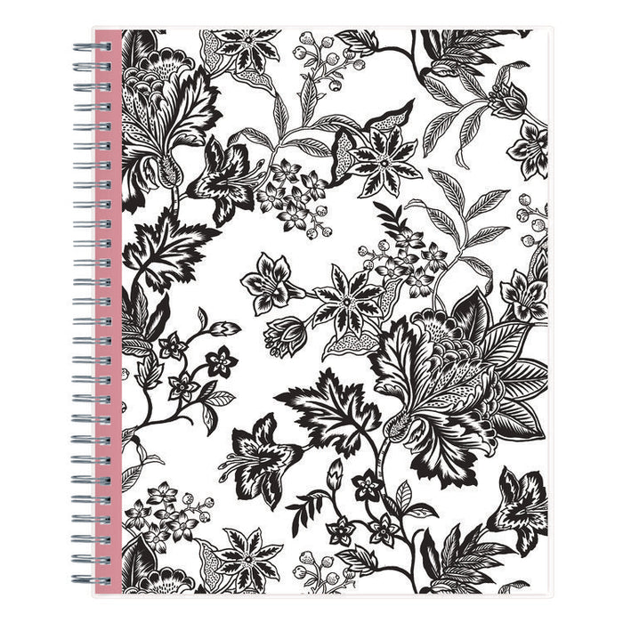 Analeis Monthly Planner, Floral Artwork, 10 x 8, White/Black/Coral Cover, 12-Month (Jan to Dec): 2026