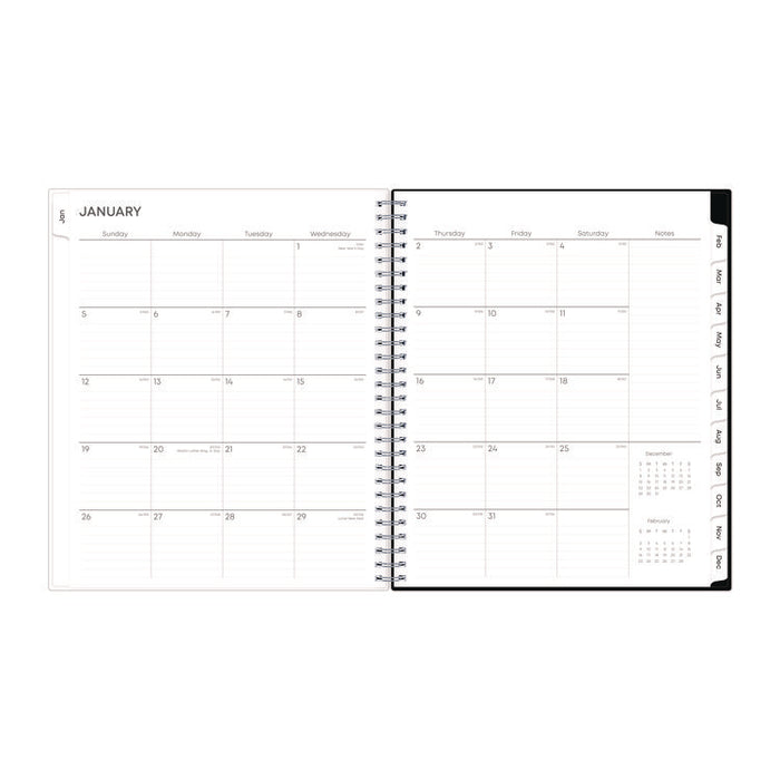 Analeis Monthly Planner, Floral Artwork, 10 x 8, White/Black/Coral Cover, 12-Month (Jan to Dec): 2026