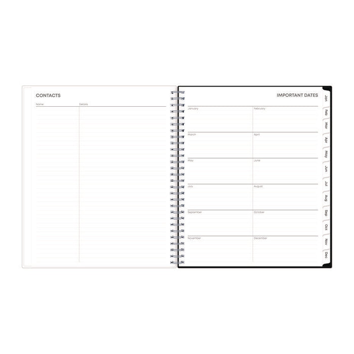 Analeis Monthly Planner, Floral Artwork, 10 x 8, White/Black/Coral Cover, 12-Month (Jan to Dec): 2026