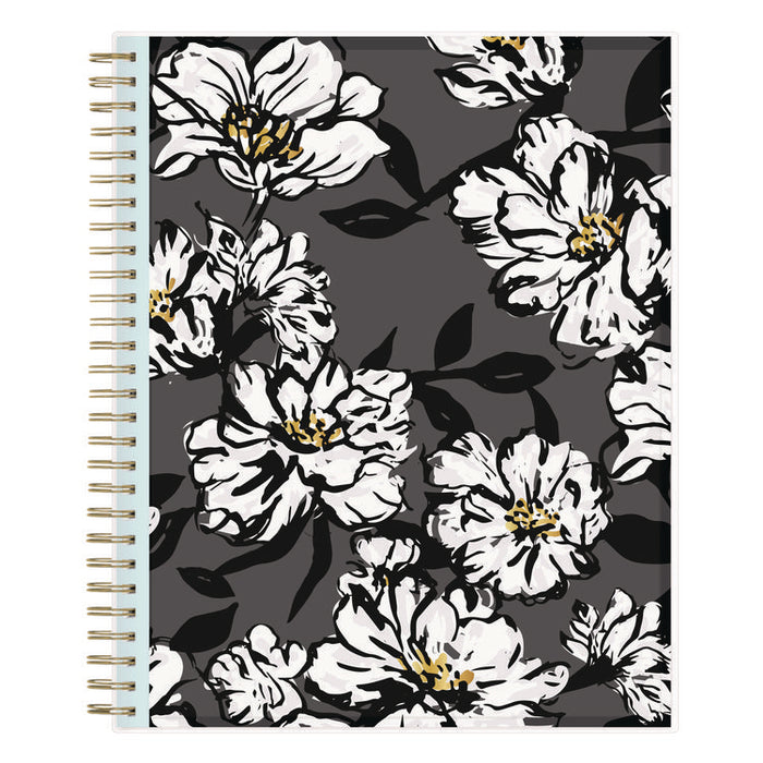 Baccara Dark Monthly Planner, Floral Artwork, 10 x 8, Gray/Black/Gold Cover, 12-Month (Jan to Dec): 2026