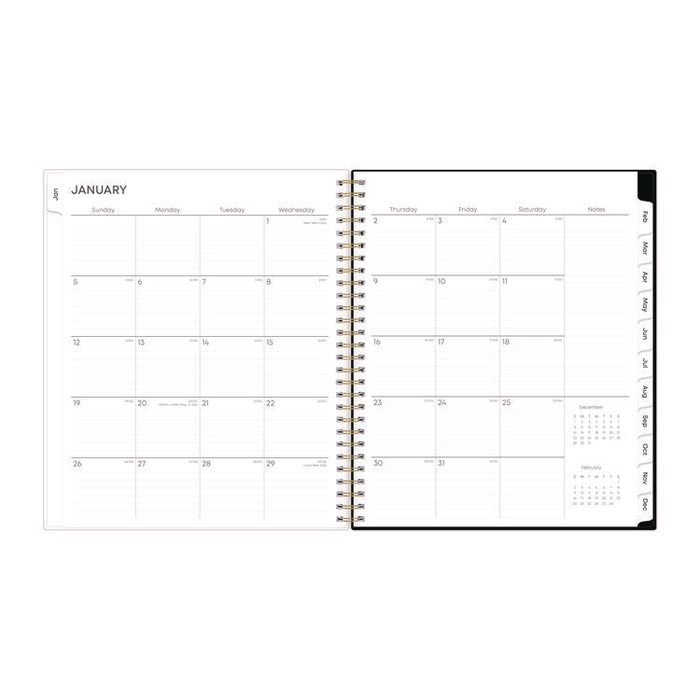 Baccara Dark Monthly Planner, Floral Artwork, 10 x 8, Gray/Black/Gold Cover, 12-Month (Jan to Dec): 2026