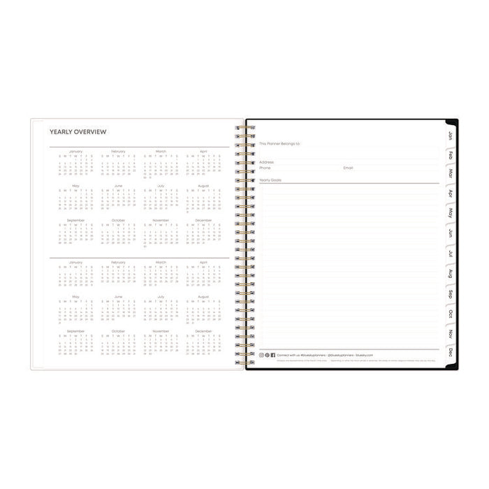 Baccara Dark Monthly Planner, Floral Artwork, 10 x 8, Gray/Black/Gold Cover, 12-Month (Jan to Dec): 2026