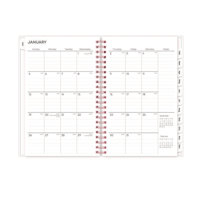 Joselyn Weekly/Monthly Planner, Floral Artwork, 8 x 5, Pink/Peach/Black Cover, 12-Month (Jan to Dec): 2026