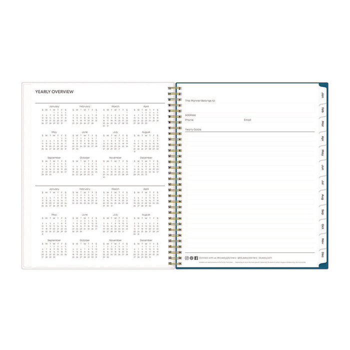 Bakah Blue Weekly/Monthly Planner, Floral Artwork, 11 x 8.5, Blue/White Cover, 12-Month (Jan to Dec): 2026