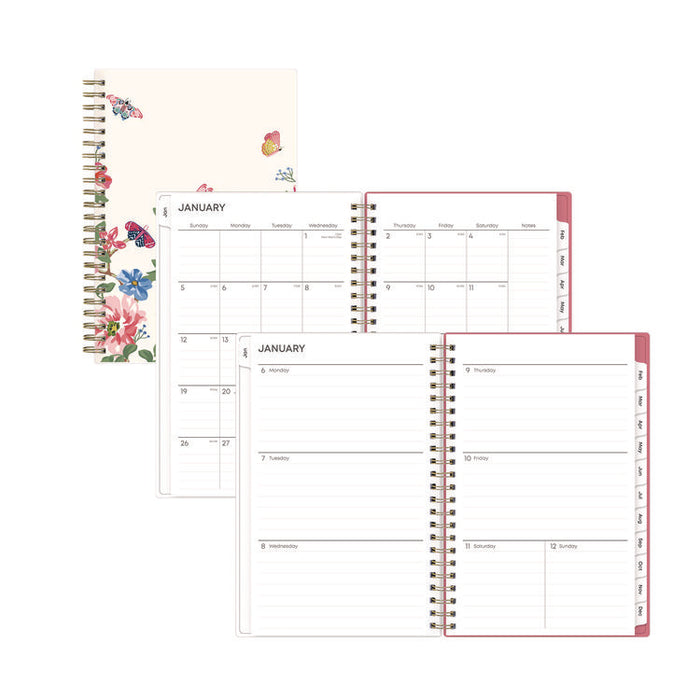 Fly By Frosted Weekly/Monthly Planner, Butterflies Artwork, 8 x 5, Blush/Pink Cover, 12-Month (Jan to Dec): 2026
