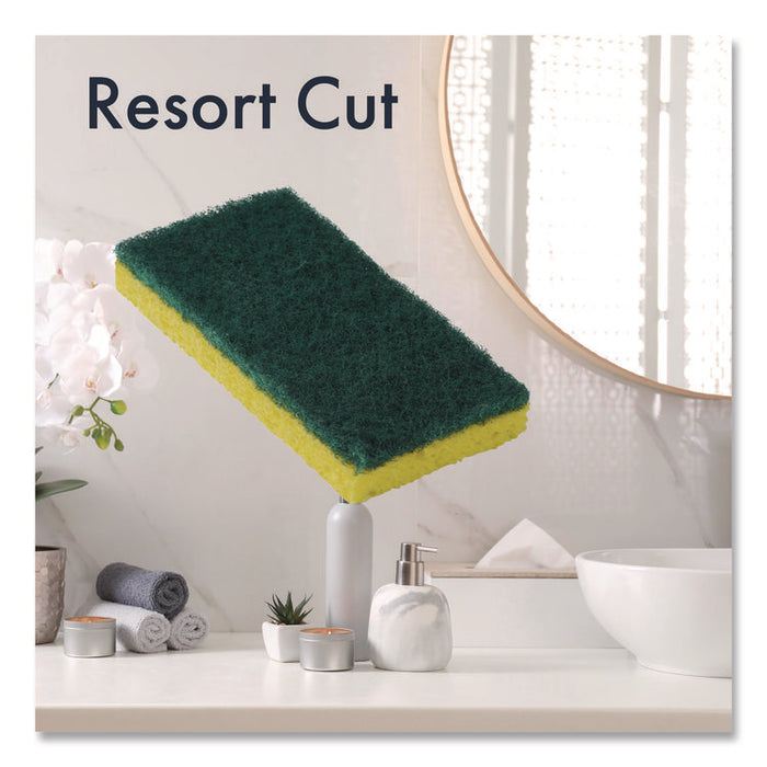 Resort Cut Scrub Sponge, Medium Duty, 6.25" x 3.18", Green/Yellow, 40/Carton