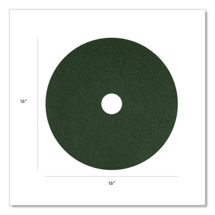 Scrubbing Pad, 16" Diameter, Green, 5/Carton