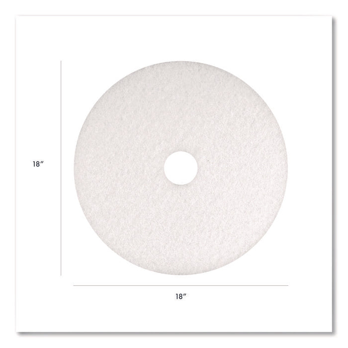 Polishing Pad, 18" Diameter, White, 5/Carton