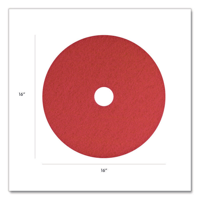 Buffing Pad, 16" Diameter, Red, 5/Carton