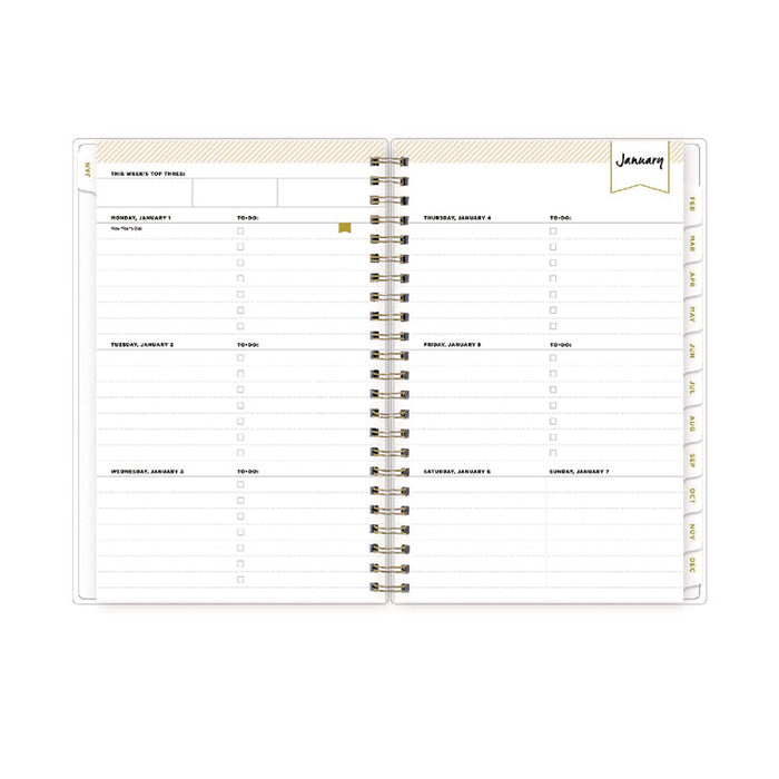 Day Designer Tile Weekly/Monthly Planner, Geometric Artwork, 8 x 5, Blue/White Cover, 12-Month (Jan to Dec): 2026