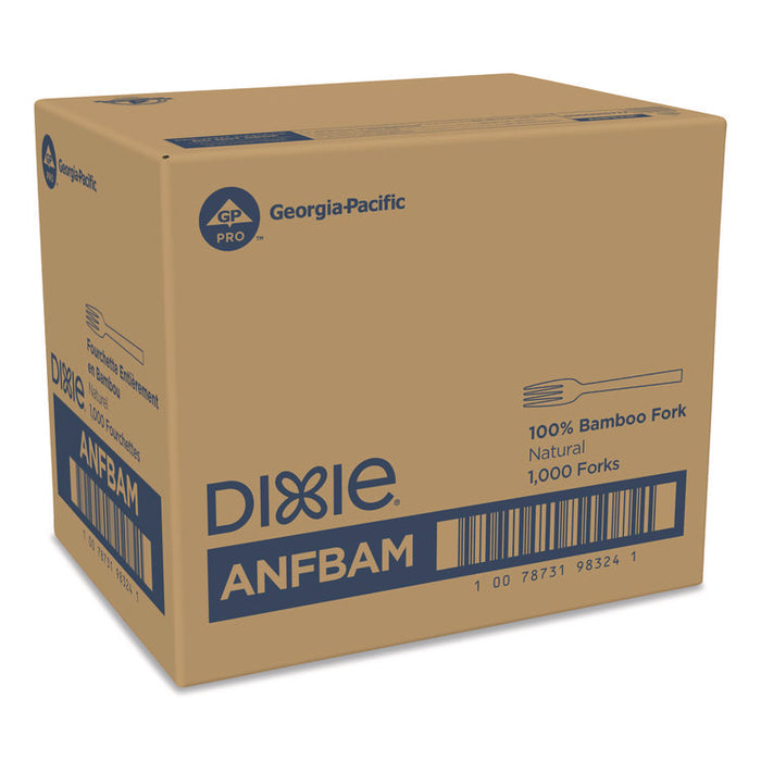 Bamboo Cutlery, Mediumweight Fork, Paper, Light Golden, 100/Pack, 10 Packs/Carton