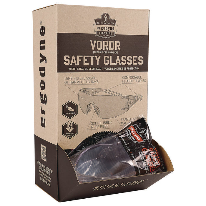 Skullerz VORDR Safety Glasses, Frameless, Clear Single Lens, 12/Pack