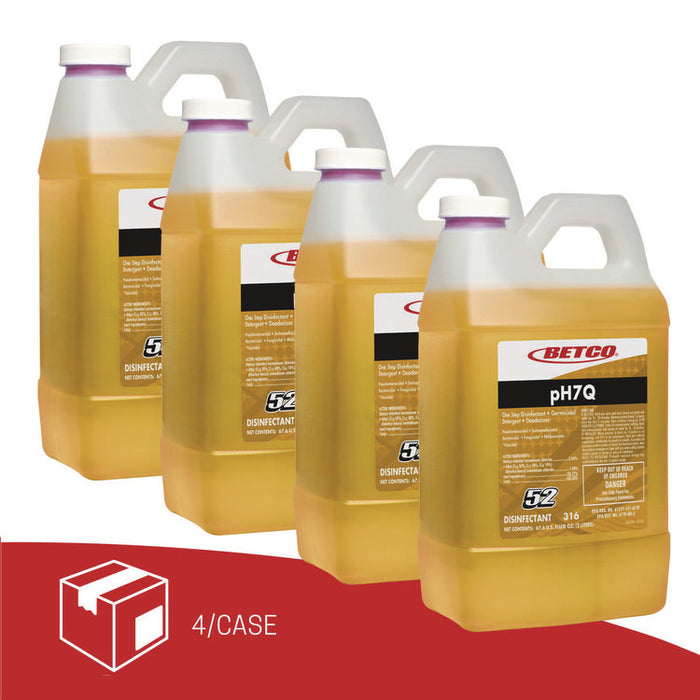 pH7Q FastDraw Neutral Disinfectant, Pleasant Lemon Scent, 2 L Bottle, 4/Carton