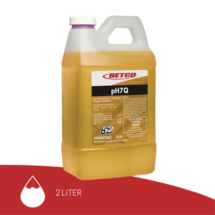 pH7Q FastDraw Neutral Disinfectant, Pleasant Lemon Scent, 2 L Bottle, 4/Carton