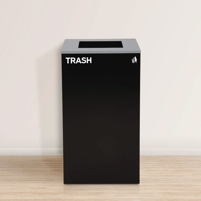 29 Gallon Trash/Recycling Cans, Steel, Blue Cans/Bottles Recycling with Mixed Lid, Black Trash Can with Square Lid