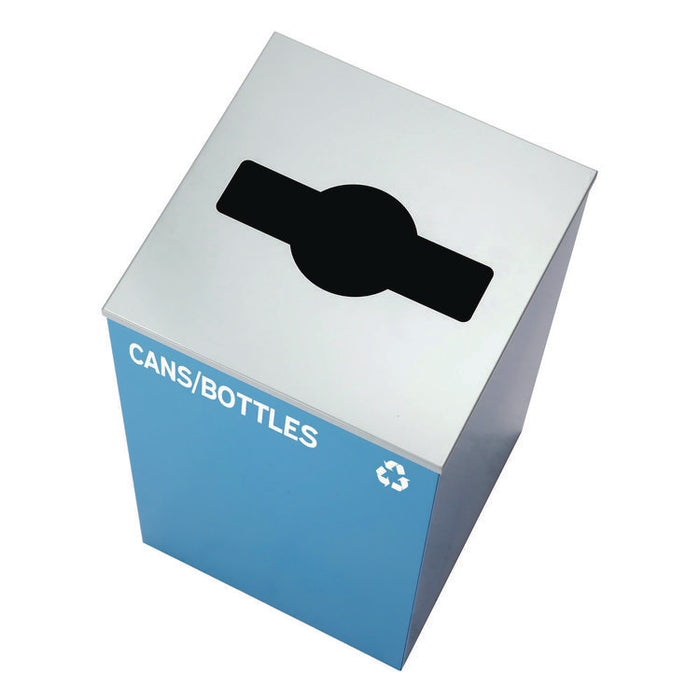 29 Gallon Trash/Recycling Cans, Steel, Blue Cans/Bottles Recycling with Mixed Lid, Black Trash Can with Square Lid