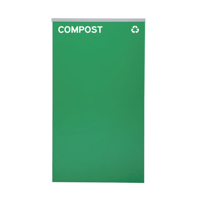 29 Gallon Trash/Recycling Cans, Steel, Green Compost Can with Square Lid, Black Trash Can with Square Lid