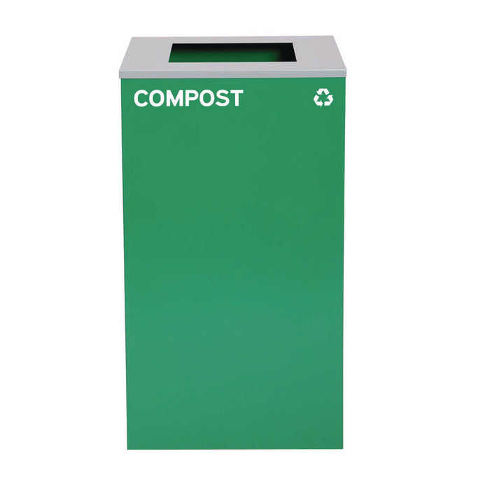 29 Gallon Trash/Recycling Cans, Steel, Blue Recycling Can, Green Compost Can, Black Trash Can with Square Lids