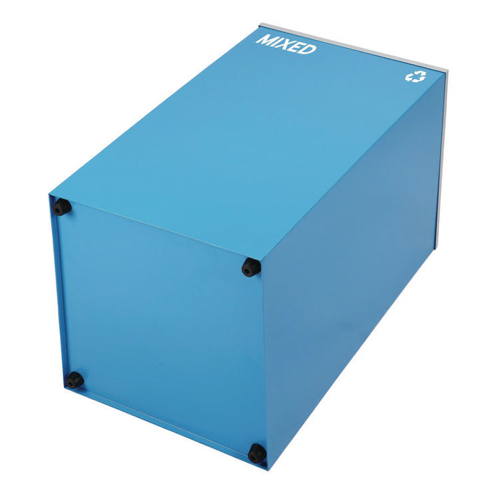 29 Gallon Trash/Recycling Cans, Steel, Blue Mixed Recycling Can, Green Compost Can, Black Trash Can with Square Lids