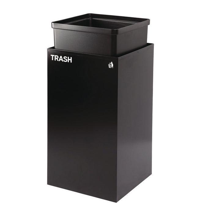 29 Gallon Trash/Recycling Cans, Steel, Blue Mixed Recycling Can, Green Compost Can, Black Trash Can with Square Lids