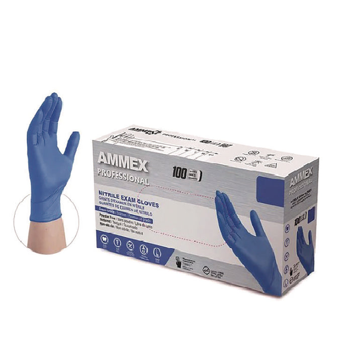 Nitrile Exam Gloves, Powder-Free, Large, 9.5" Long, Blue, 100/Box
