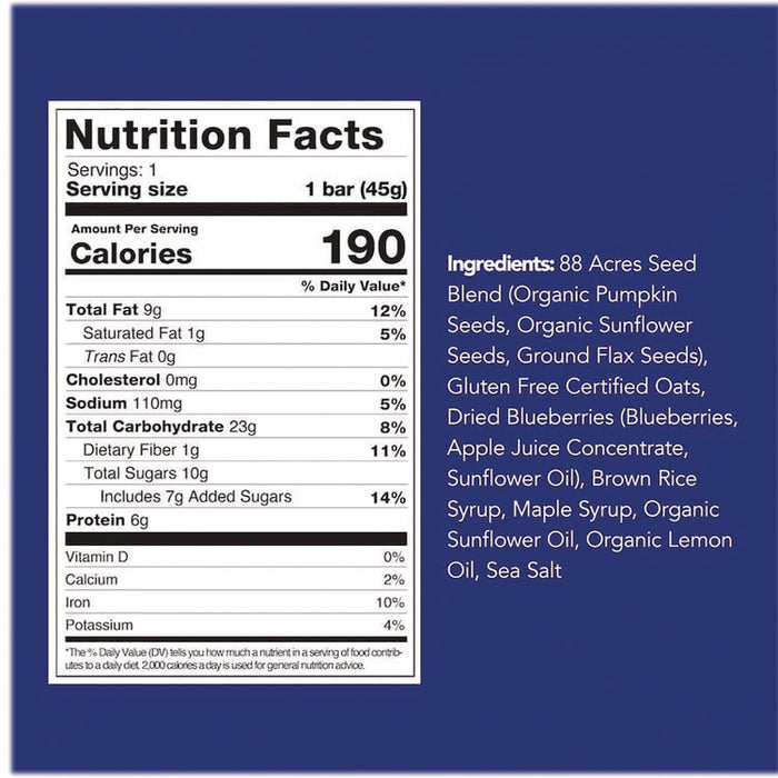 Warm 'N Chewey Gluten-Free Blueberry/Lemon Seed and Oat Bar, 1.6 oz Bar, 9/Box