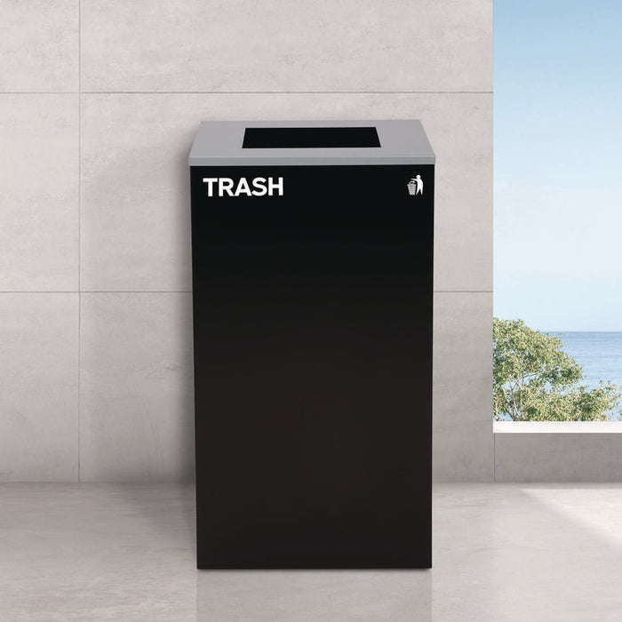 29 Gallon Trash/Recycling Cans, Steel, Blue Recycling Can, Green Compost Can, Black Trash Can with Square Lids