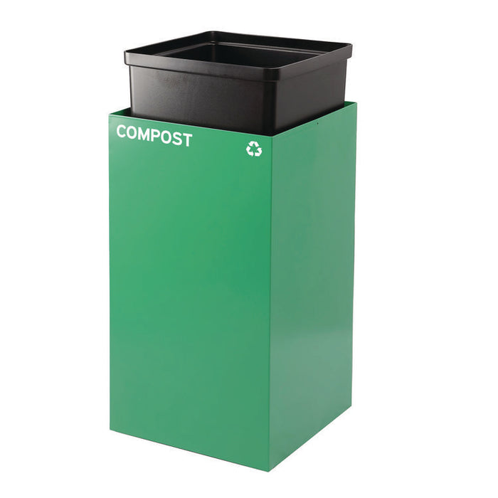 29 Gallon Trash/Recycling Cans, Steel, Green Compost Can with Mixed Lid