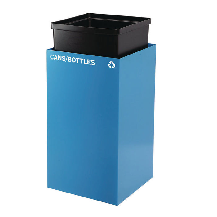 29 Gallon Trash/Recycling Cans, Steel, Blue Cans/Bottles Recycling Can with Mixed Lid