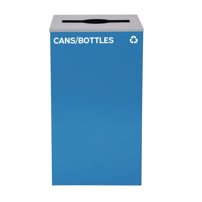 29 Gallon Trash/Recycling Cans, Steel, Blue Cans/Bottles Recycling Can with Mixed Lid