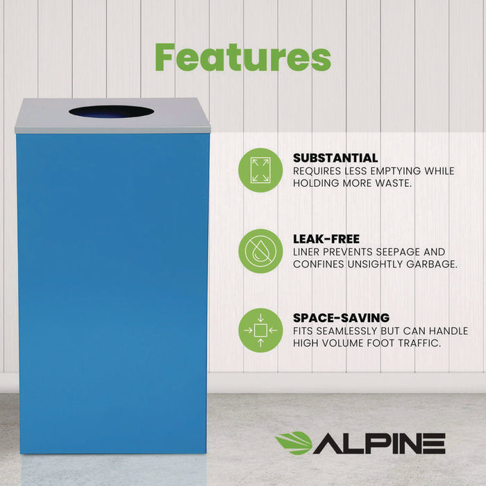 29 Gallon Trash/Recycling Cans, Steel, Blue Can with Circle Lid