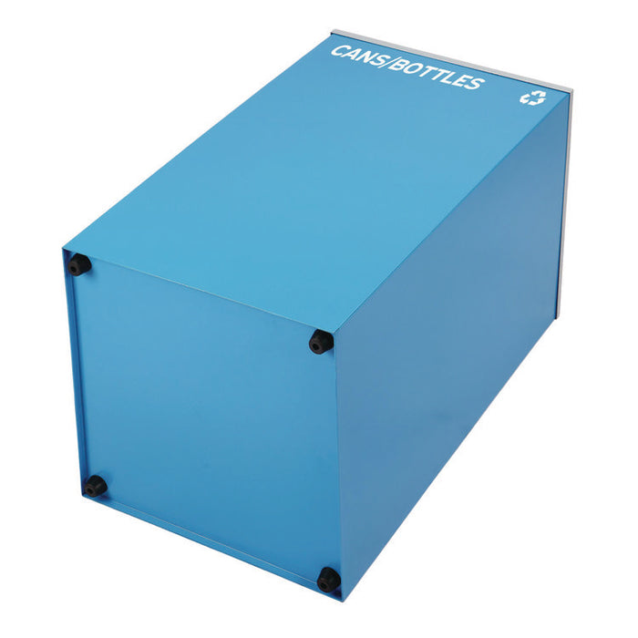 29 Gallon Trash/Recycling Cans, Steel, Blue Cans/Bottles Recycling and Green Compost Can w/Mixed Lid, Black Trash Can Sq Lid