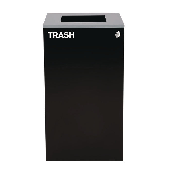 29 Gallon Trash/Recycling Cans, Steel, Blue Recycling Can w/Circle Lid, Green Compost w/Mixed Lid, Black Trash w/Square Lid