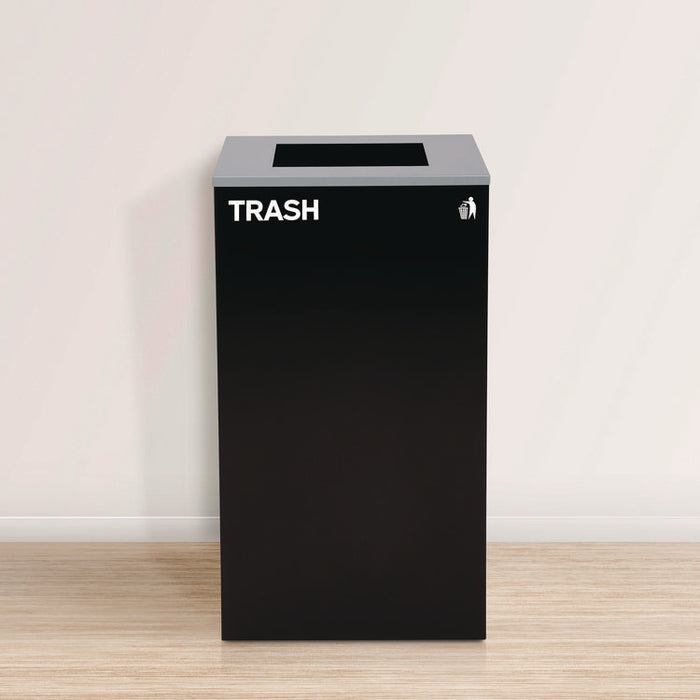 29 Gallon Trash/Recycling Cans, Steel, Blue Cans/Bottles with Circle Lid, Green Compost and Black Trash Cans with Square Lids