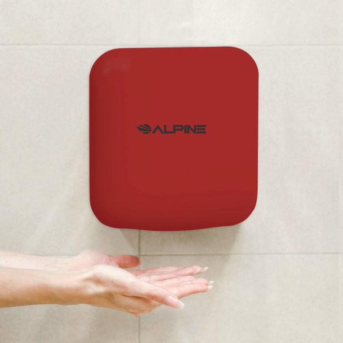 Hemlock Commercial Automatic 120V Hand Dryer, 6.68 x 11.41 x 12.31, Red