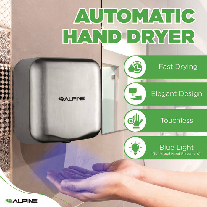 Hemlock Commercial Automatic 120V Hand Dryer, 6.68 x 11.41 x 12.31, Silver