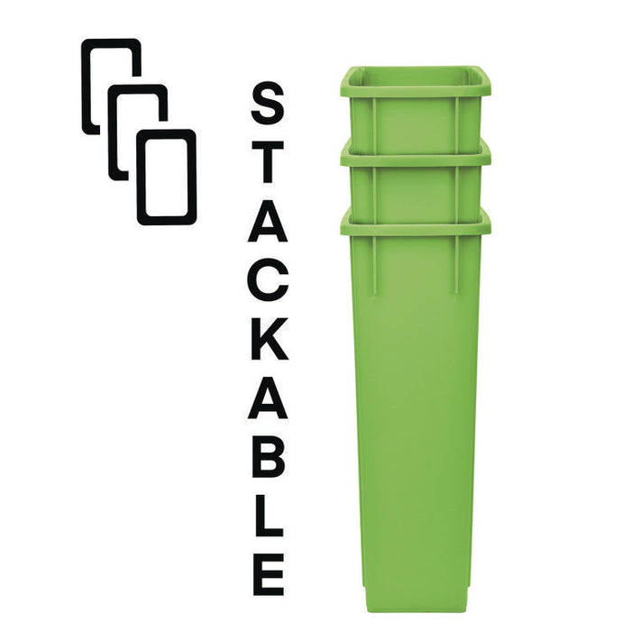 Slim 23 Gallon Recycling Bin, Plastic, Lime Green