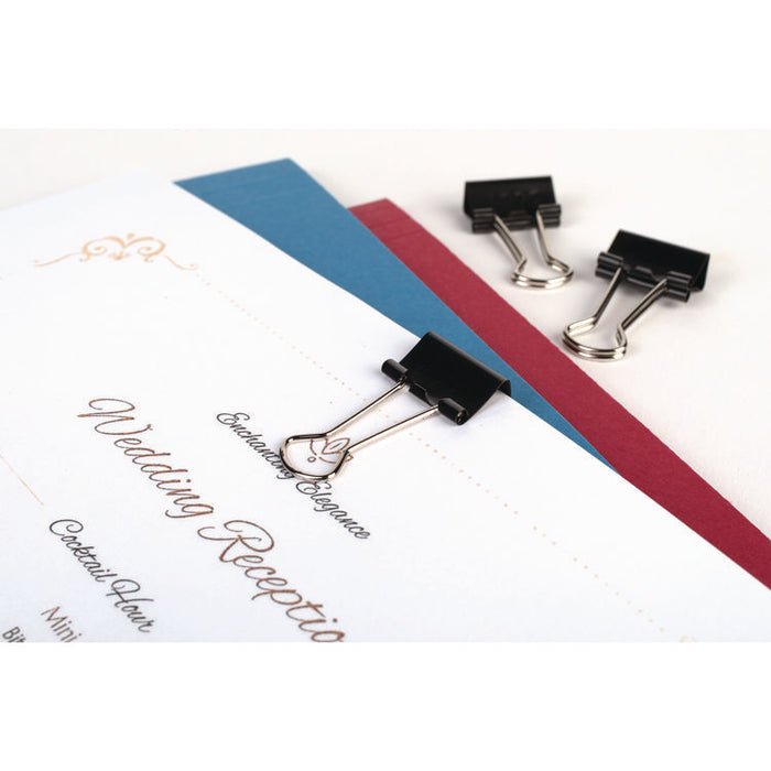 Binder Clips, Mini, 0.25" Capacity, Black/Silver, Dozen