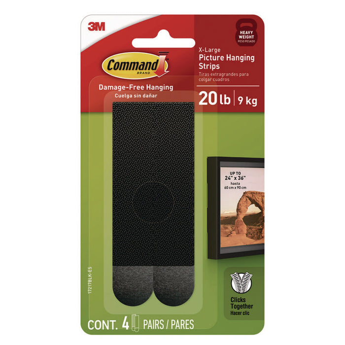 Damage-Free Hanging Picture Hanging Strip Pairs, Holds up to 5 lb, Black, 4/Pack