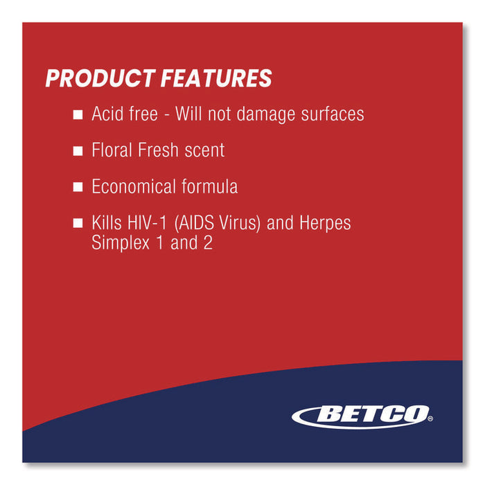 Rest Stop Non-Acid Bowl and Restroom Cleaner, Floral Fresh Scent, 32 oz. Bottle, 12/Carton