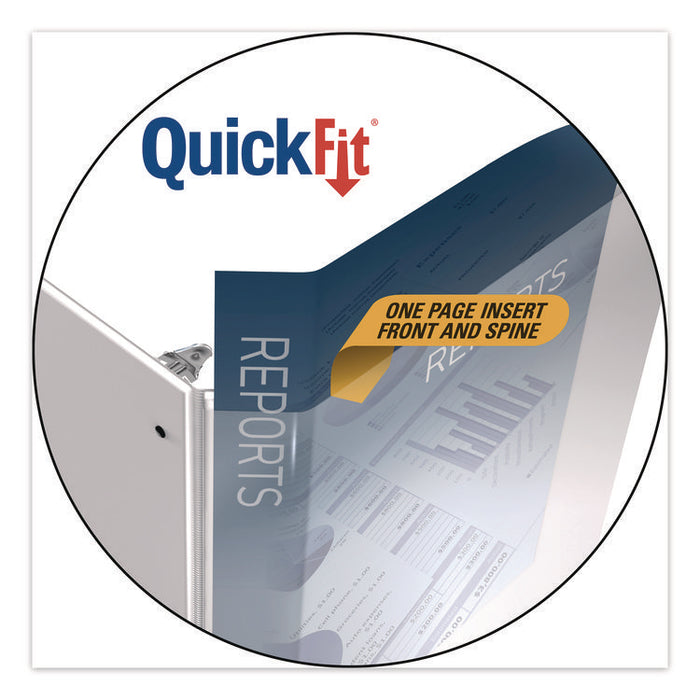 QuickFit D-Ring View Binder, 3 Rings, 2" Capacity, 11 x 8.5, White