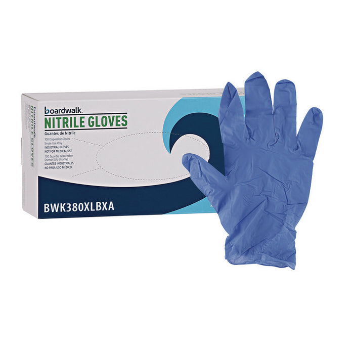 380 Series Disposable General-Purpose Nitrile Gloves, Powder-Free, X-Large, 4 mil Thick, 9.5" Long, Blue, 100/Box