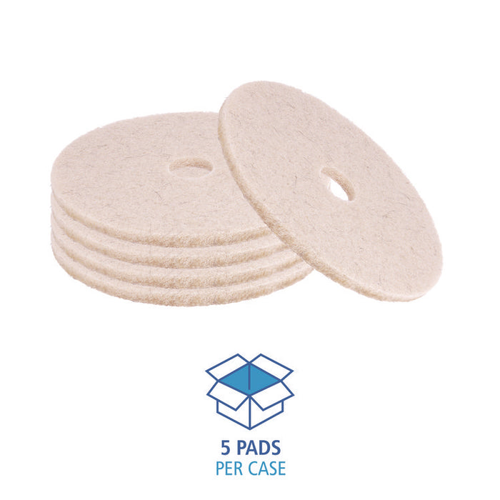 Natural Hog Hair Burnishing Floor Pads, 17" Diameter, Tan, 5/Carton